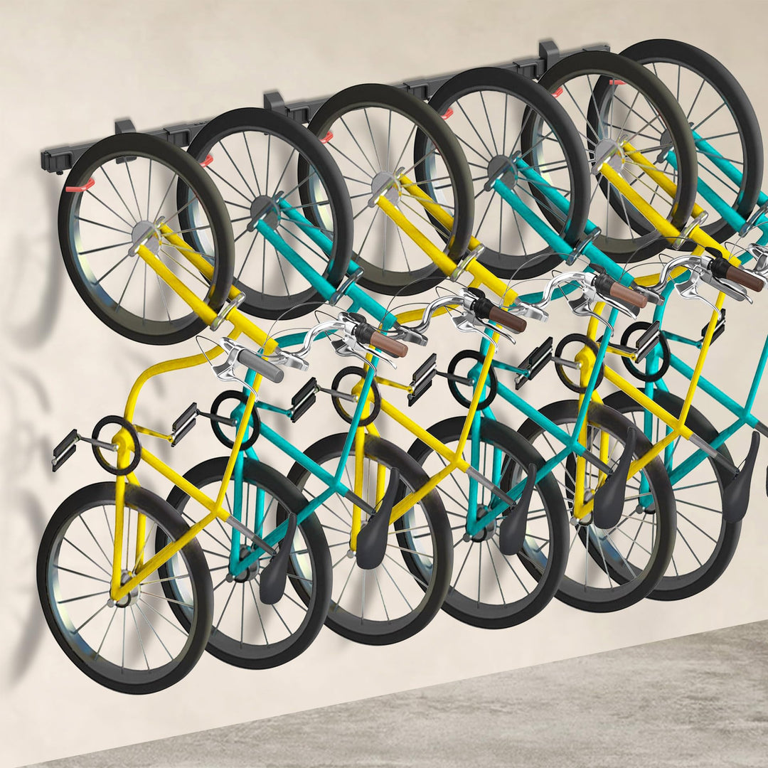 Fahrrad Wandhalterung für 6 Räder – verstellbare Haken, stabile Montage