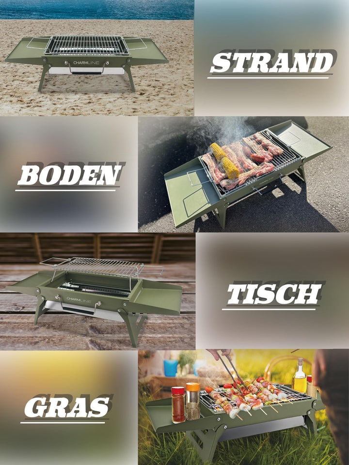 Klappbarer Holzkohlegrill 47x34 cm für 3-5 Personen Camping - Bild 6