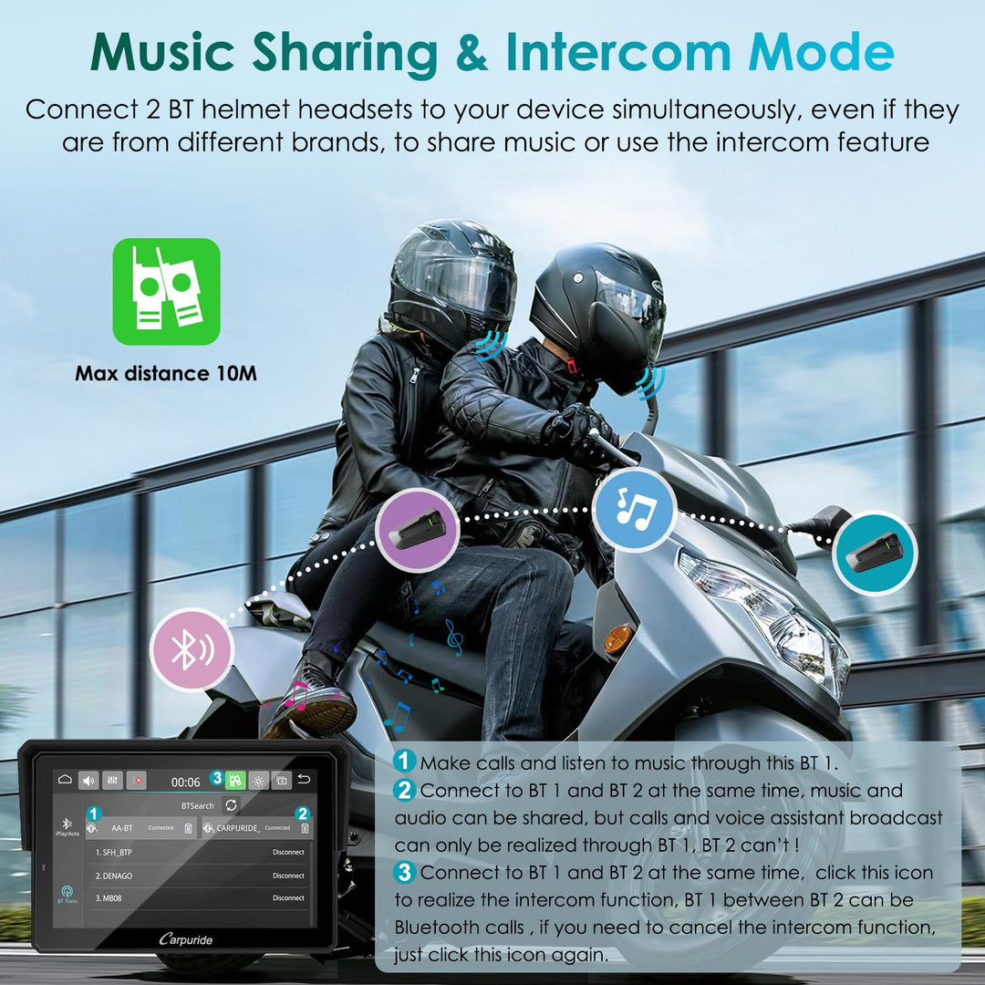 Motorrad Navi 5 Zoll mit kabellosem CarPlay &amp; Android Auto wasserdicht - Bild 4