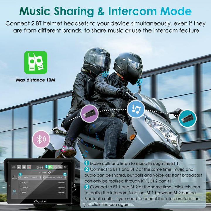 Motorrad Navi 5 Zoll mit kabellosem CarPlay &amp; Android Auto wasserdicht - Bild 4