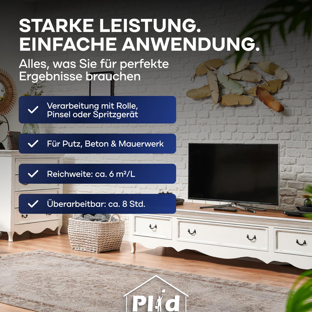 Fassadenfarbe Weiss matt 10 L für Putz Beton Mauerwerk - Bild 6