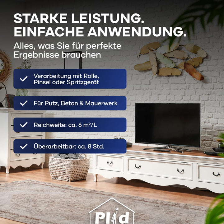 Fassadenfarbe Weiss matt 10 L für Putz Beton Mauerwerk - Bild 6
