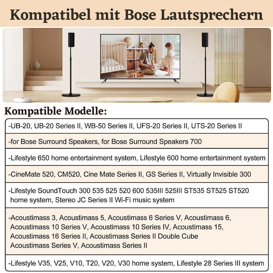 Lautsprecherständer höhenverstellbar mit Slideconnect für Bose Surround - Bild 3
