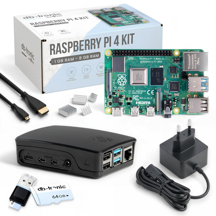 Raspberry Pi 4 Starter Set 8GB RAM 64GB mit Gehäuse &amp; Netzteil