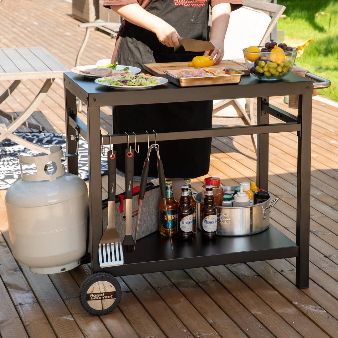 Outdoor Grillwagen mit Arbeitsplatte 85x50 cm, Stahlrohr schwarz - Bild 9