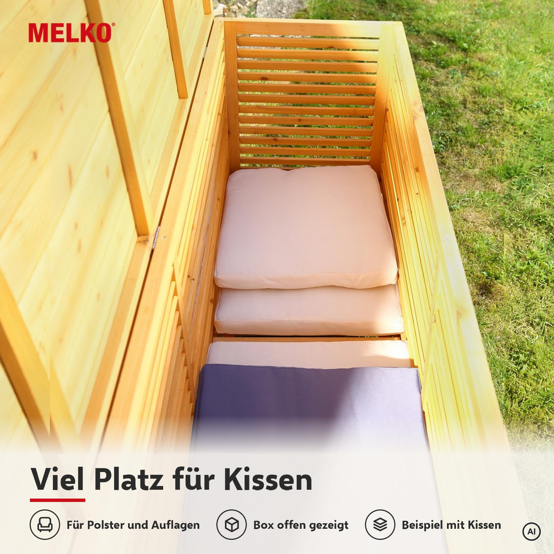 Auflagenbox Holz 170x50x58 cm Gartentruhe für Kissen und Polster - Bild 2