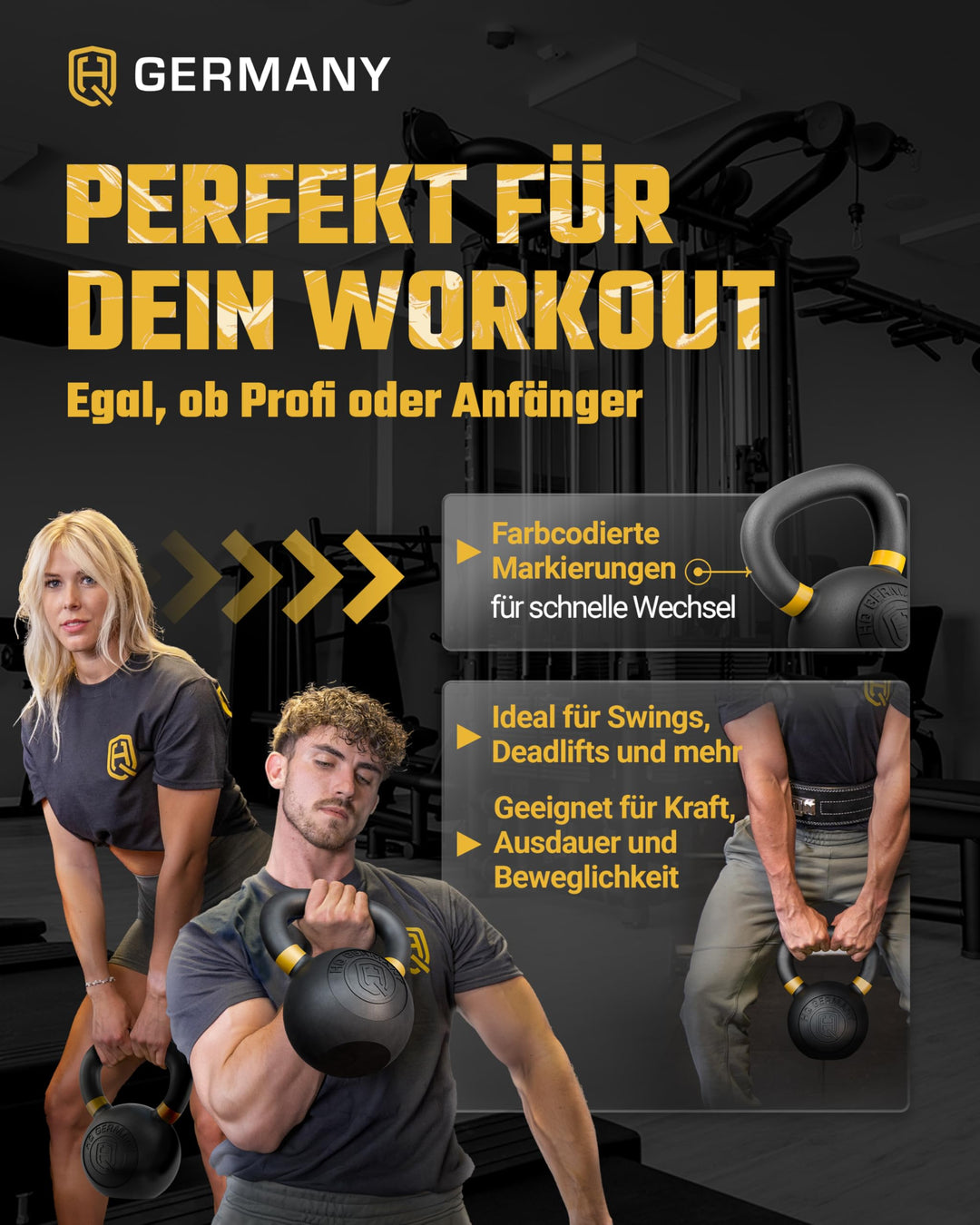 Kettlebell Gusseisen 16 kg pulverbeschichtet für Functional Training - Bild 5