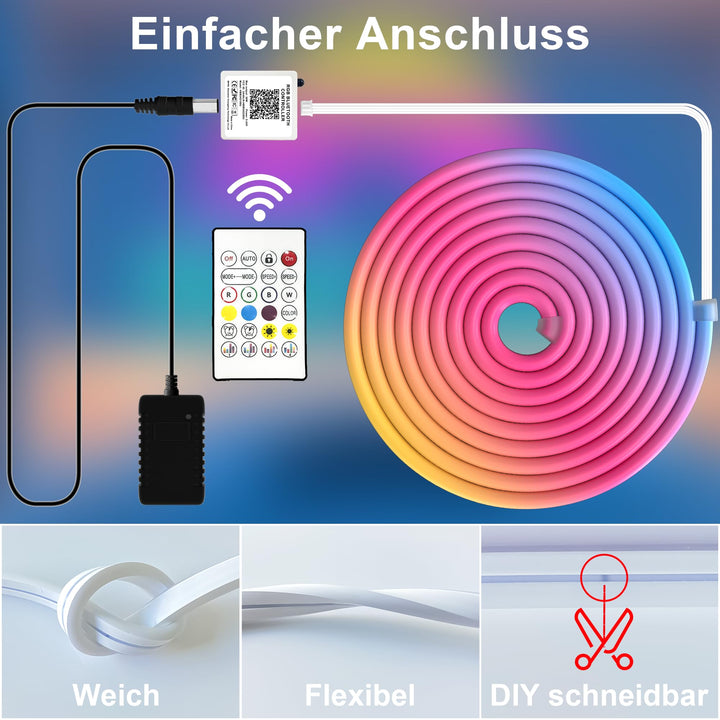 LED Neon Streifen RGB 15 m flexibel mit App &amp; Fernbedienung - Bild 3