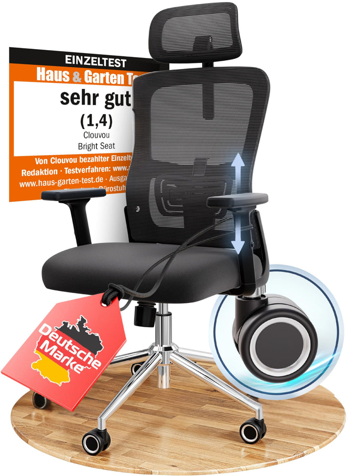 Bürostuhl Ergonomisch Mesh 2D-Armlehnen bis 150 kg bis 190 cm