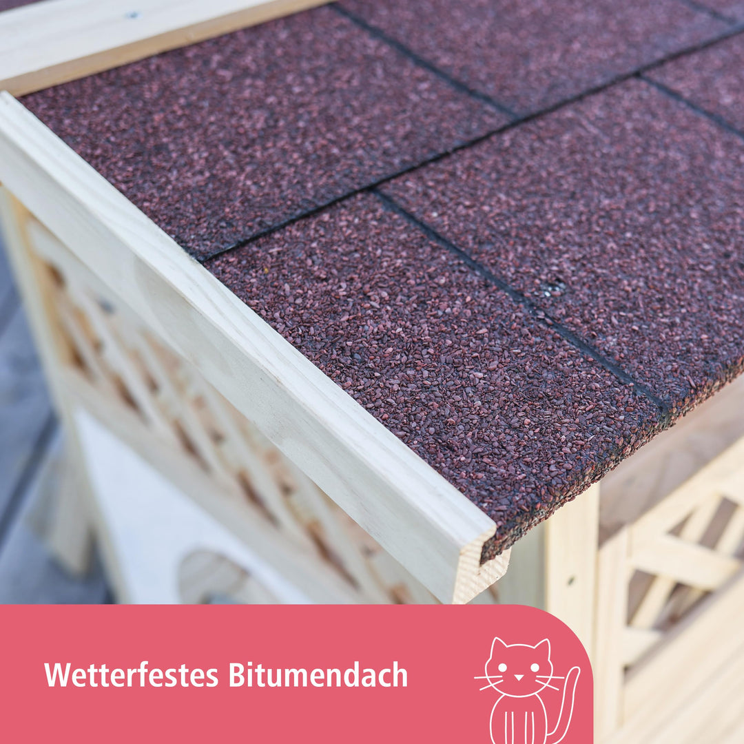 Katzenhaus 2-stöckig Outdoor mit Terrasse, Styropor-Isolierung - Bild 6
