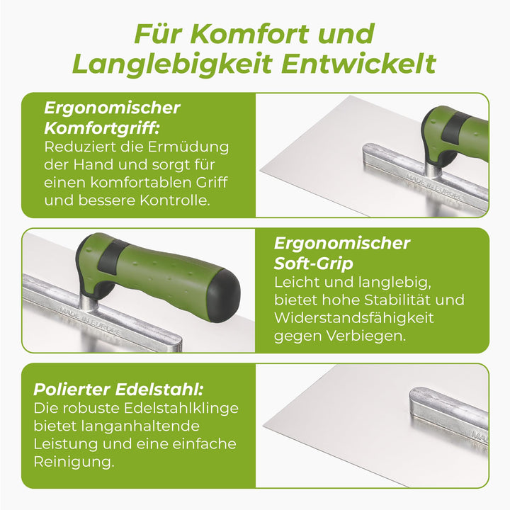 Maurerkellen Set 7-teilig Edelstahl mit Glättkelle und Gipserspachtel - Bild 2