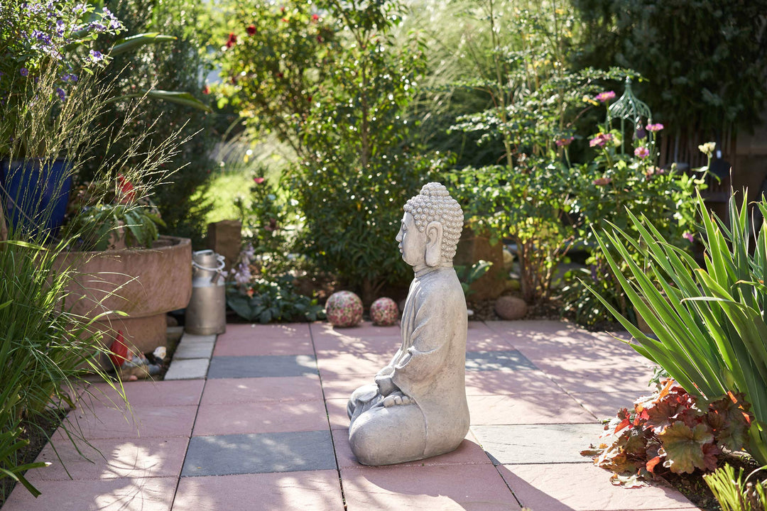 Buddha Figur sitzend Steinoptik Polyresin 70 cm für Garten - Bild 5