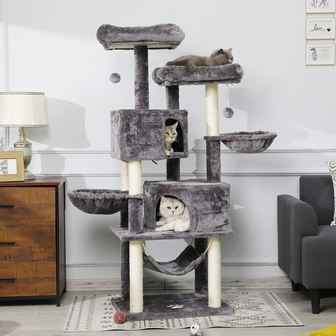 Kratzbaum 153 cm mit 2 Höhlen und Plattformen für grosse Katzen - Bild 4