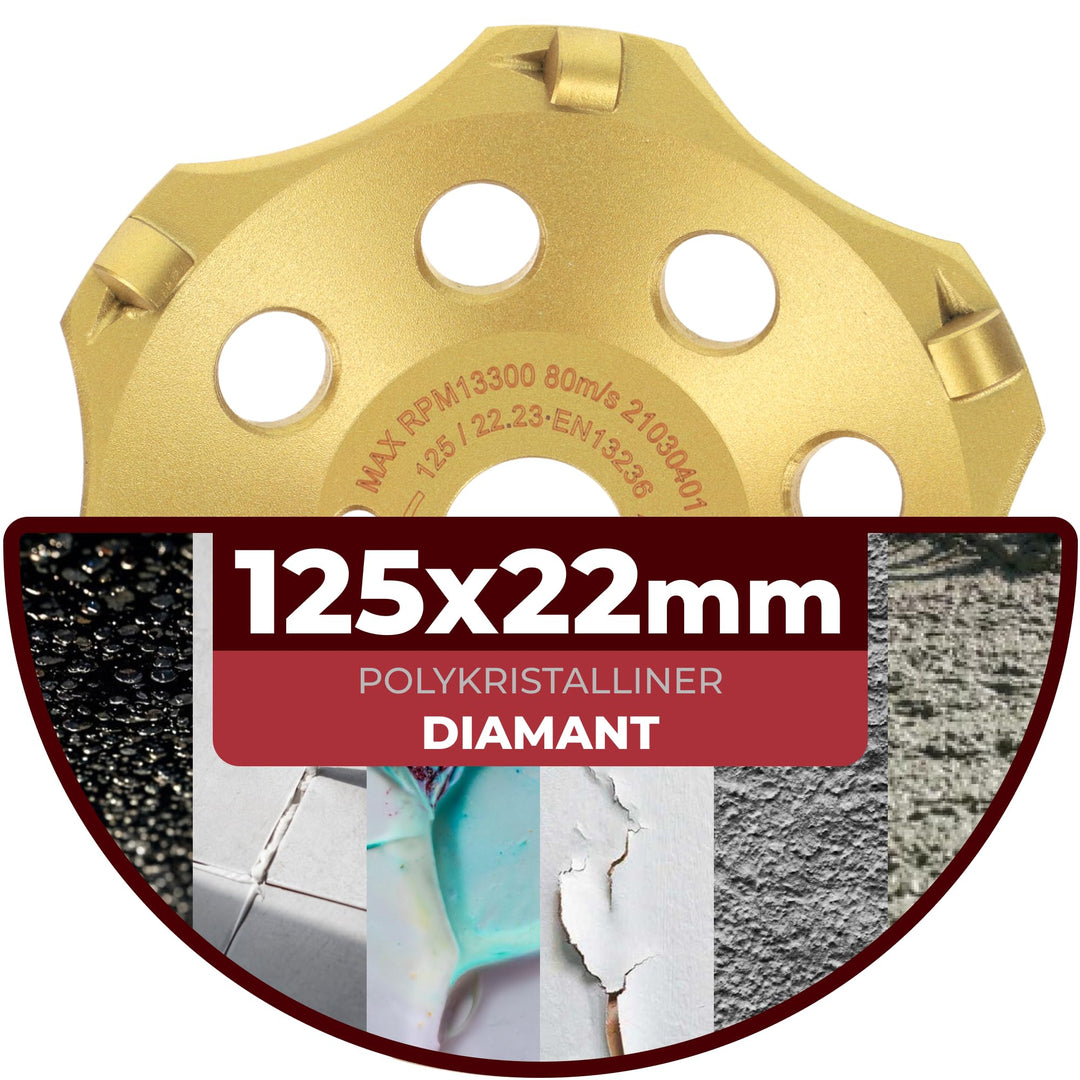 Diamantschleiftopf PKD 125mm 6 Segmente für Winkelschleifer Beton - Bild 2