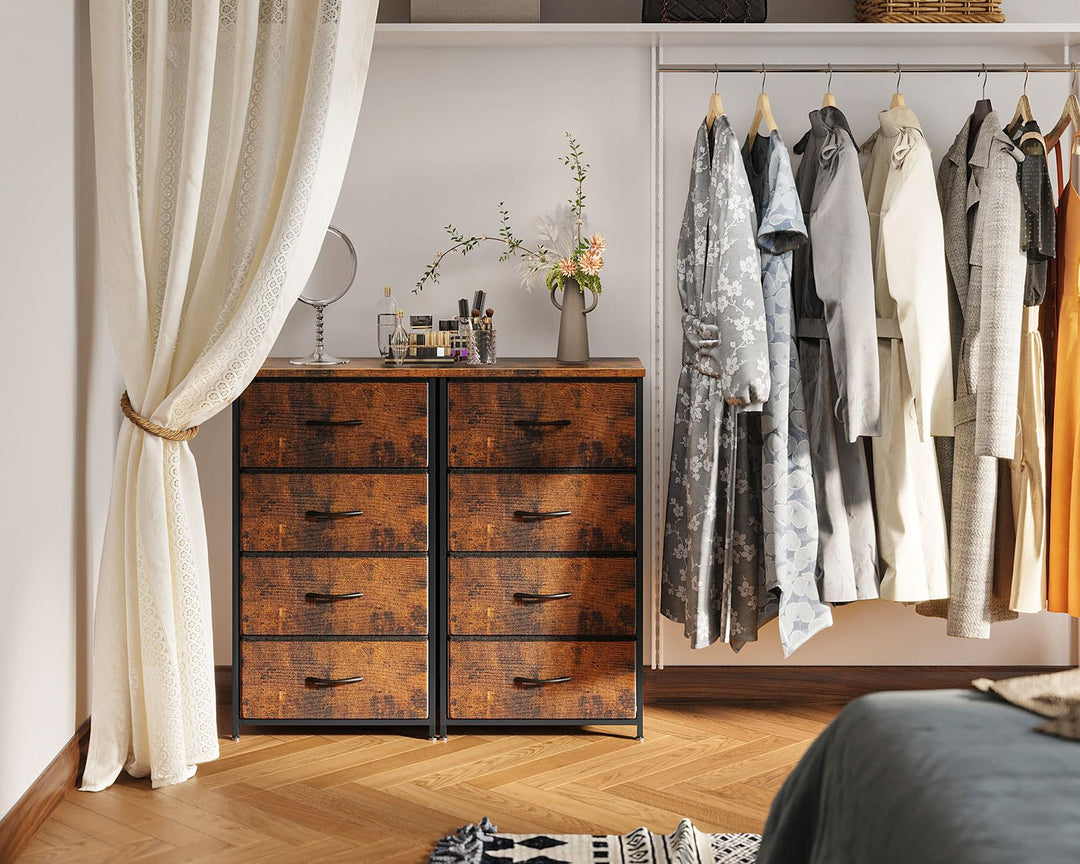 Schmale Kommode mit 4 Stoffschubladen Vintage 40x30x80cm - Bild 6