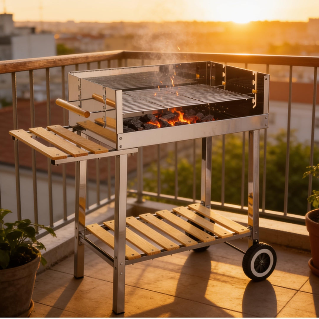 Holzkohlegrill XXL Edelstahl fahrbar 83x35 cm Grillrost höhenverstellbar - Bild 9