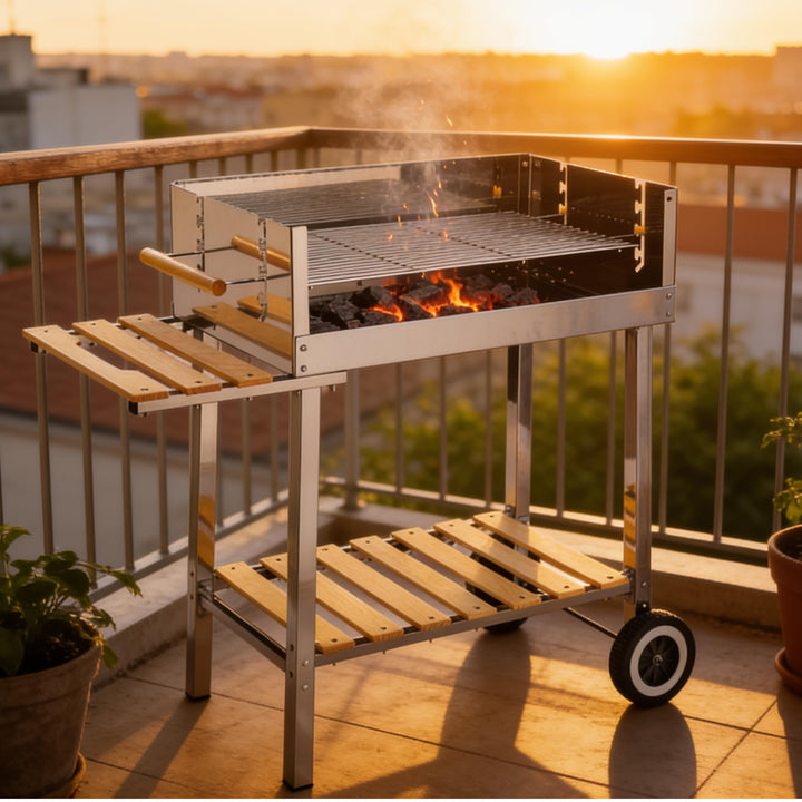 Holzkohlegrill XXL Edelstahl fahrbar 83x35 cm Grillrost höhenverstellbar - Bild 9