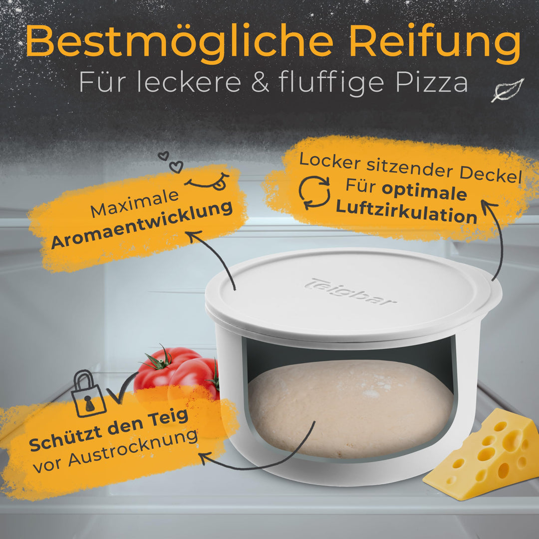 Pizzaballenbox Silikon 6er-Set mit Deckel für bis 350g Teig - Bild 4