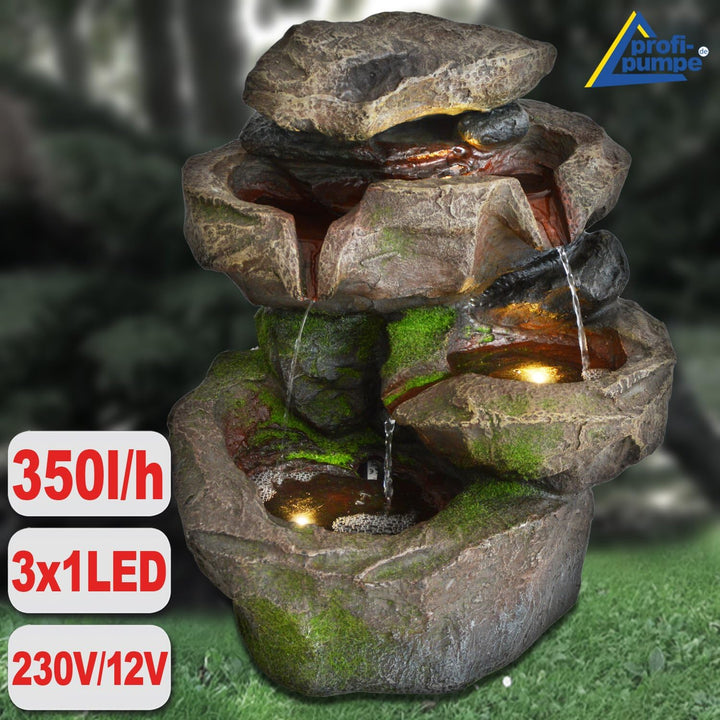 Kaskadenbrunnen Schwarzwald Polyresin 35x30x39.5cm mit LED-Licht - Bild 2