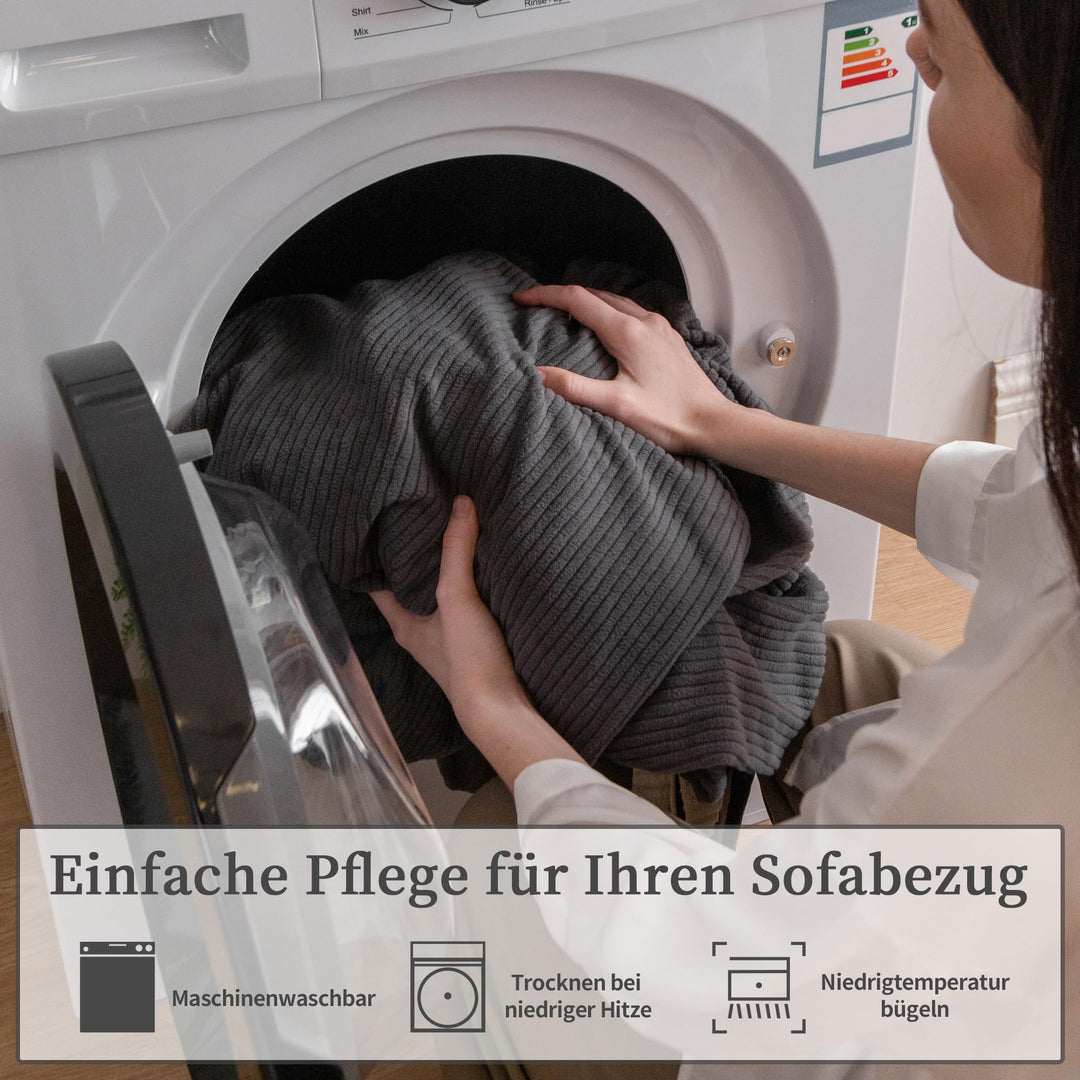 Sofa-Sitzkissenbezug Stretch wasserabweisend rutschfest Dunkelgrau - Bild 6