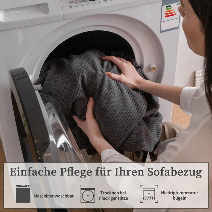 Sofa-Sitzkissenbezug Stretch wasserabweisend rutschfest Dunkelgrau - Bild 6