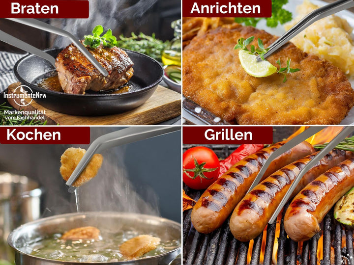 Grillpinzette Edelstahl 45 cm gebogen mit Innenzahnung - Bild 6