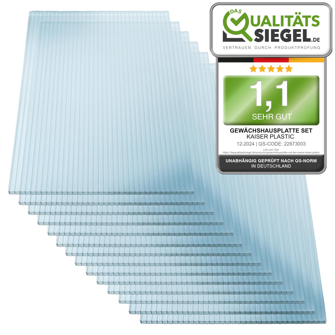 Gewächshausplatten Polycarbonat 6mm 12er Set 605x1210mm transparent