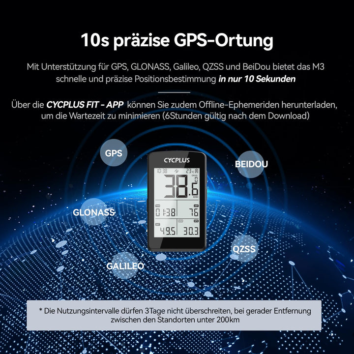 GPS Fahrradcomputer Bluetooth ANT+ 2,8 Zoll 100h Akku IPX7 - Bild 3