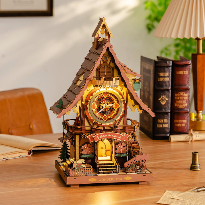 3D Holzpuzzle Kuckucksuhr mit Uhrwerk &amp; Licht, 435 Teile - Bild 8