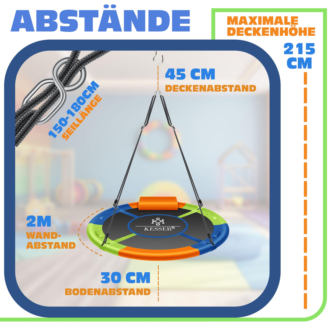 Nestschaukel Ø 120 cm mit Kissen &amp; 4 Griffen bis 300 kg Indoor &amp; Outdoor - Bild 8