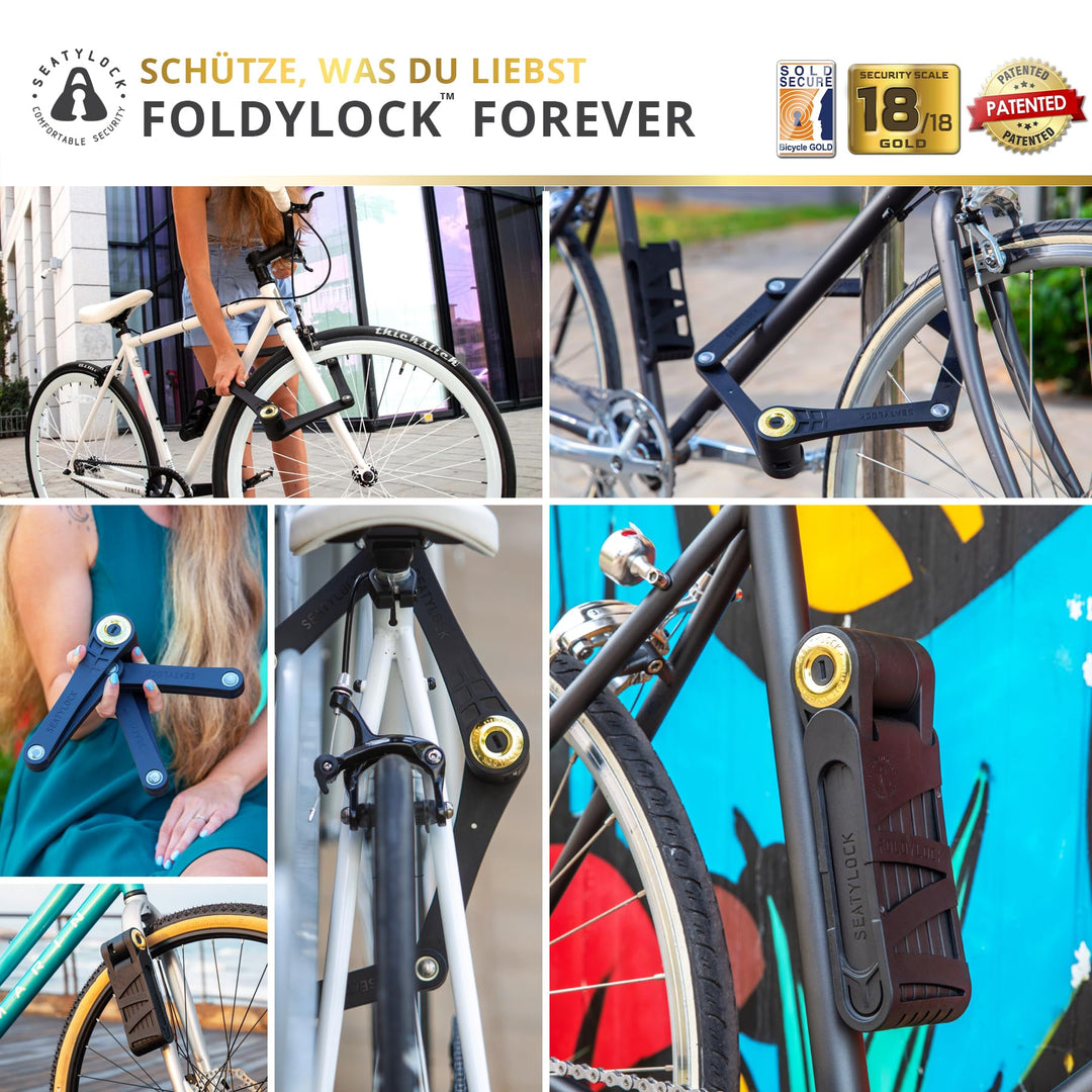 Faltschloss Fahrrad Sold Secure Gold 90cm Öffnungsumfang mit Halterung - Bild 7