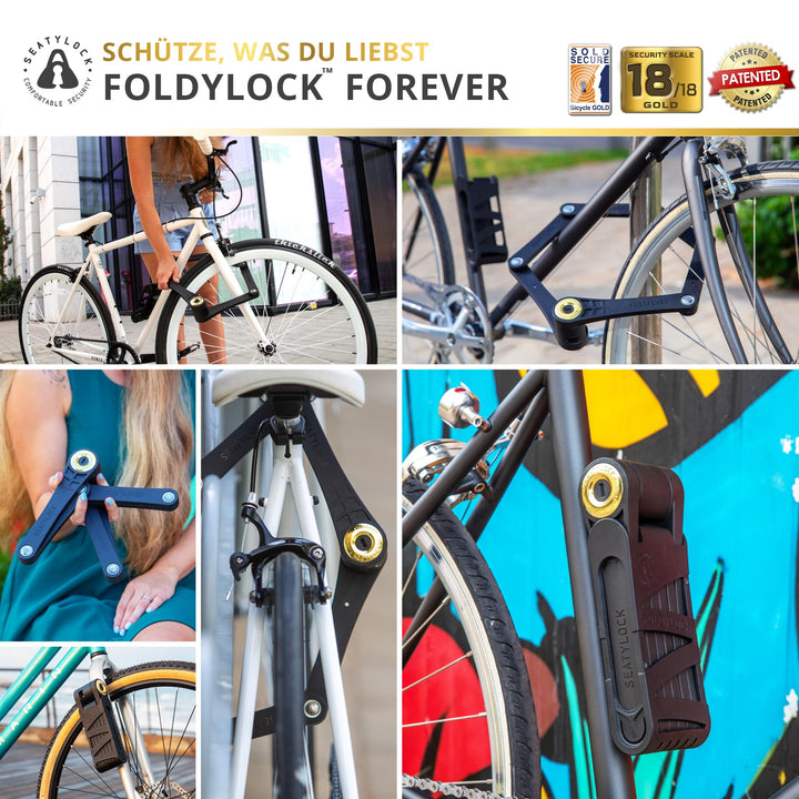 Faltschloss Fahrrad Sold Secure Gold 90cm Öffnungsumfang mit Halterung - Bild 7