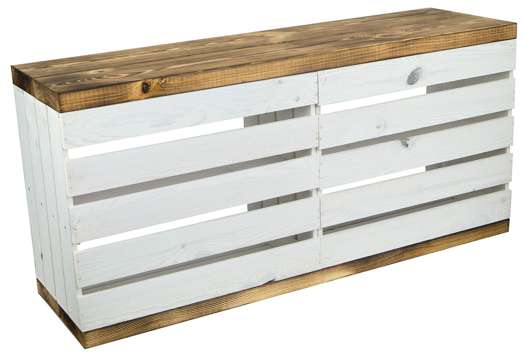 Schuhregal mit Sitzbank Obstkisten-Optik Weiss 100x30x45 cm - Bild 5