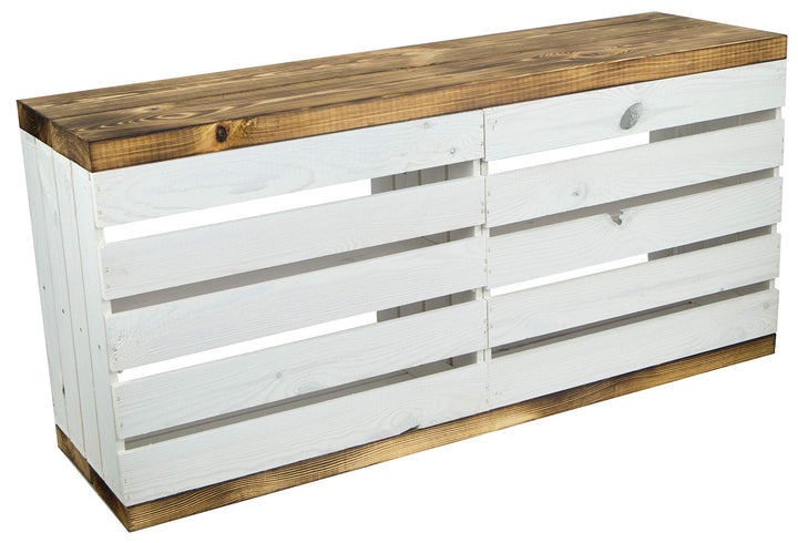 Schuhregal mit Sitzbank Obstkisten-Optik Weiss 100x30x45 cm - Bild 5