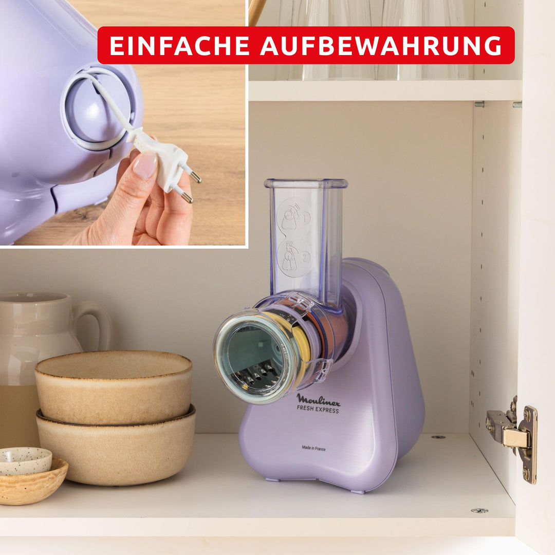 Elektrische Gemüsereibe 4-in-1 mit Direktserviersystem, Lila - Bild 3