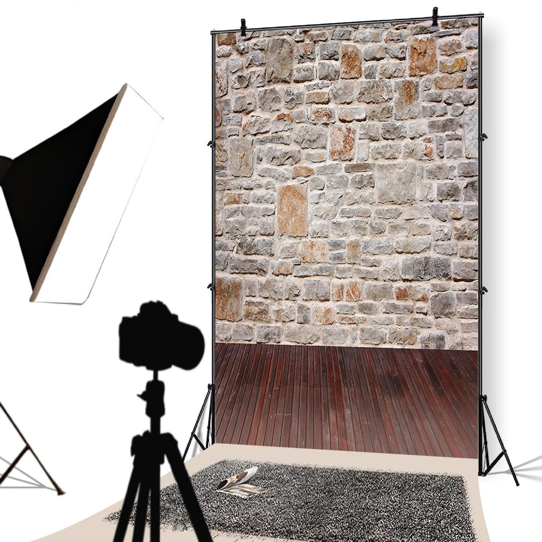 Fotohintergrund Vinyl 3x3m Steinwand Ziegelmauer Holzboden Studio - Bild 2