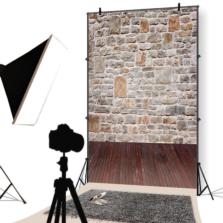 Fotohintergrund Vinyl 3x3m Steinwand Ziegelmauer Holzboden Studio - Bild 2