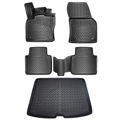 Gummimatten & Kofferraumwanne Set Skoda Kodiaq 2016–2024 TPE 5cm Rand