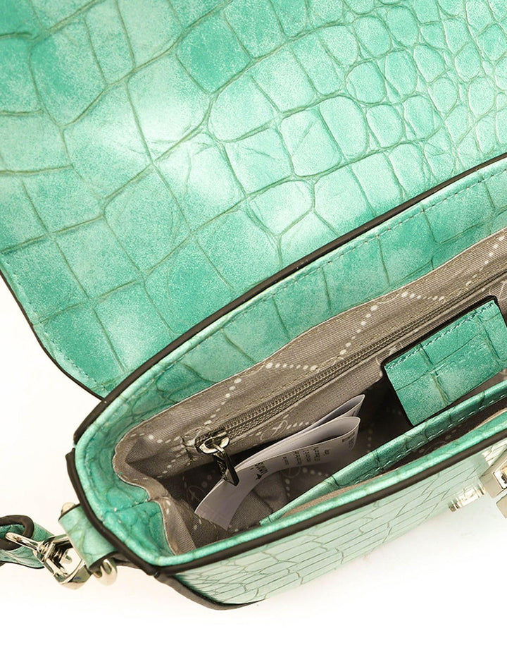 Schultertasche Krokolederoptik Mint 21,5x15,5x6,5 cm Polyurethan - Bild 4