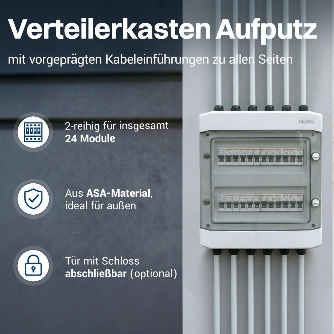 Aufputz-Verteilerkasten IP65 2-reihig 24 Module Feuchtraum 400V/1500V - Bild 2