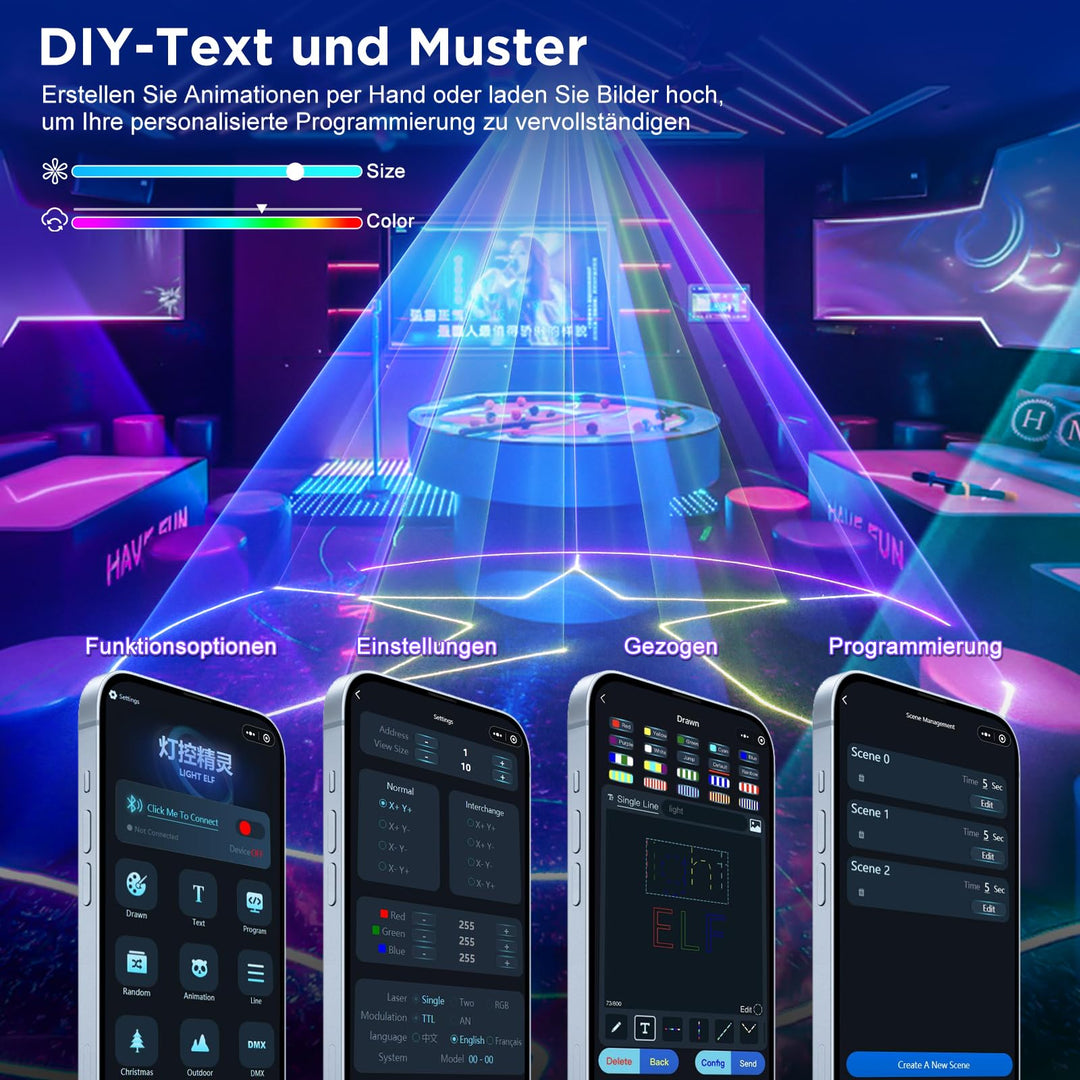 Discolicht 2W mit Bluetooth-App DIY-Animation und DMX512 für Party - Bild 4