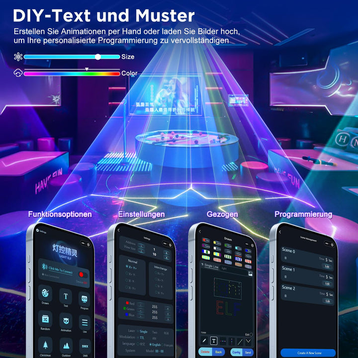 Discolicht 2W mit Bluetooth-App DIY-Animation und DMX512 für Party - Bild 4