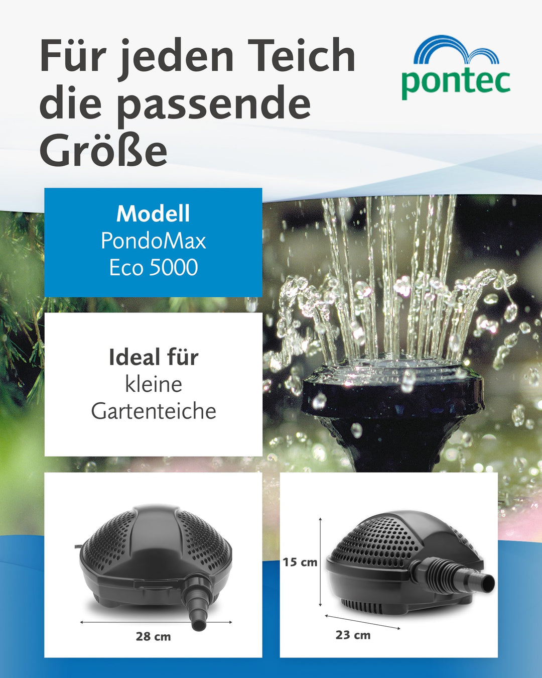 Teichpumpe 5000 l/h 60 Watt für Filter und Bachlauf 10 m Kabel - Bild 5