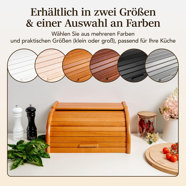 Brotkasten Holz mit Rolldeckel Erle 38x28,5x17,5 cm - Bild 7