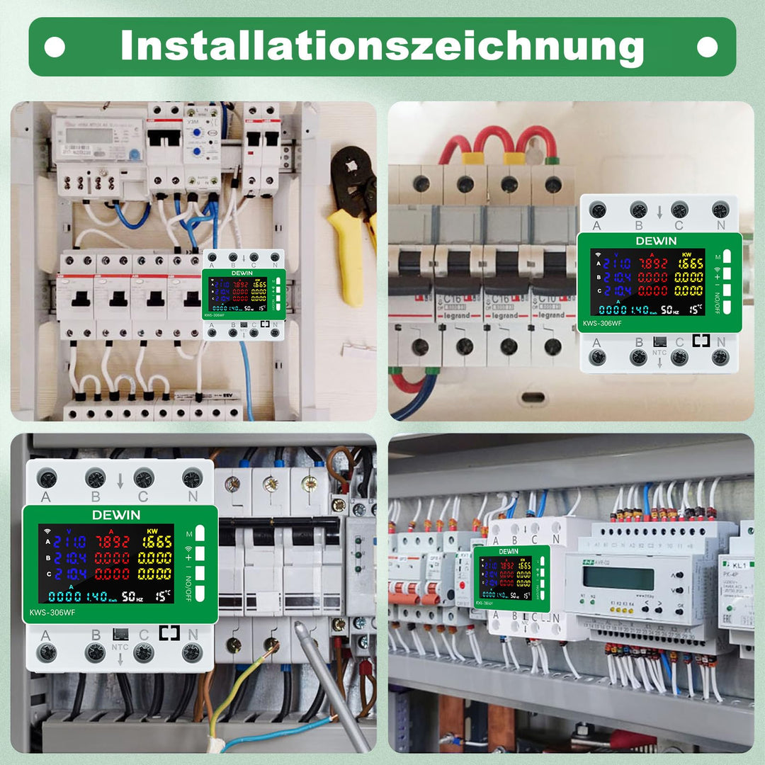 Drehstromzähler WLAN 3-Phasen 9-in-1 Hutschiene 80A Tuya - Bild 8