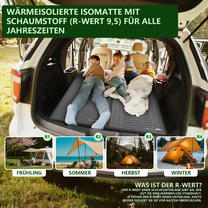 Isomatte Camping R-Wert 9,5 mit Kissen Memory Foam 195x70,5 cm - Bild 6