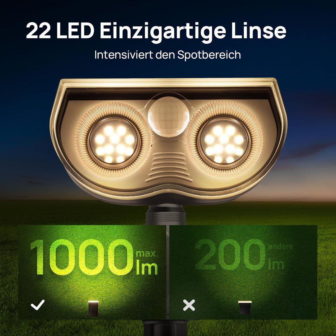 Solar Aussenlampe mit Bewegungsmelder 1000LM Warmweiss 4er-Set - Bild 2