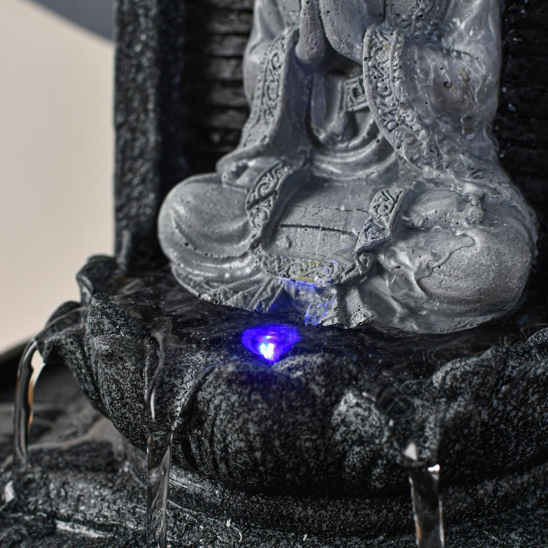 Zimmerbrunnen Buddha mit LED-Farbwechsel Kunstharz 26 cm grau - Bild 9
