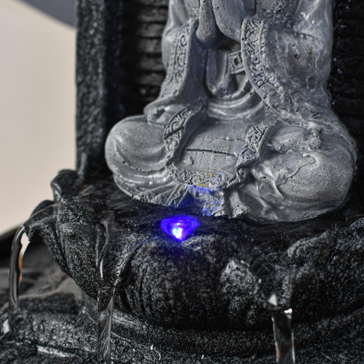 Zimmerbrunnen Buddha mit LED-Farbwechsel Kunstharz 26 cm grau - Bild 9