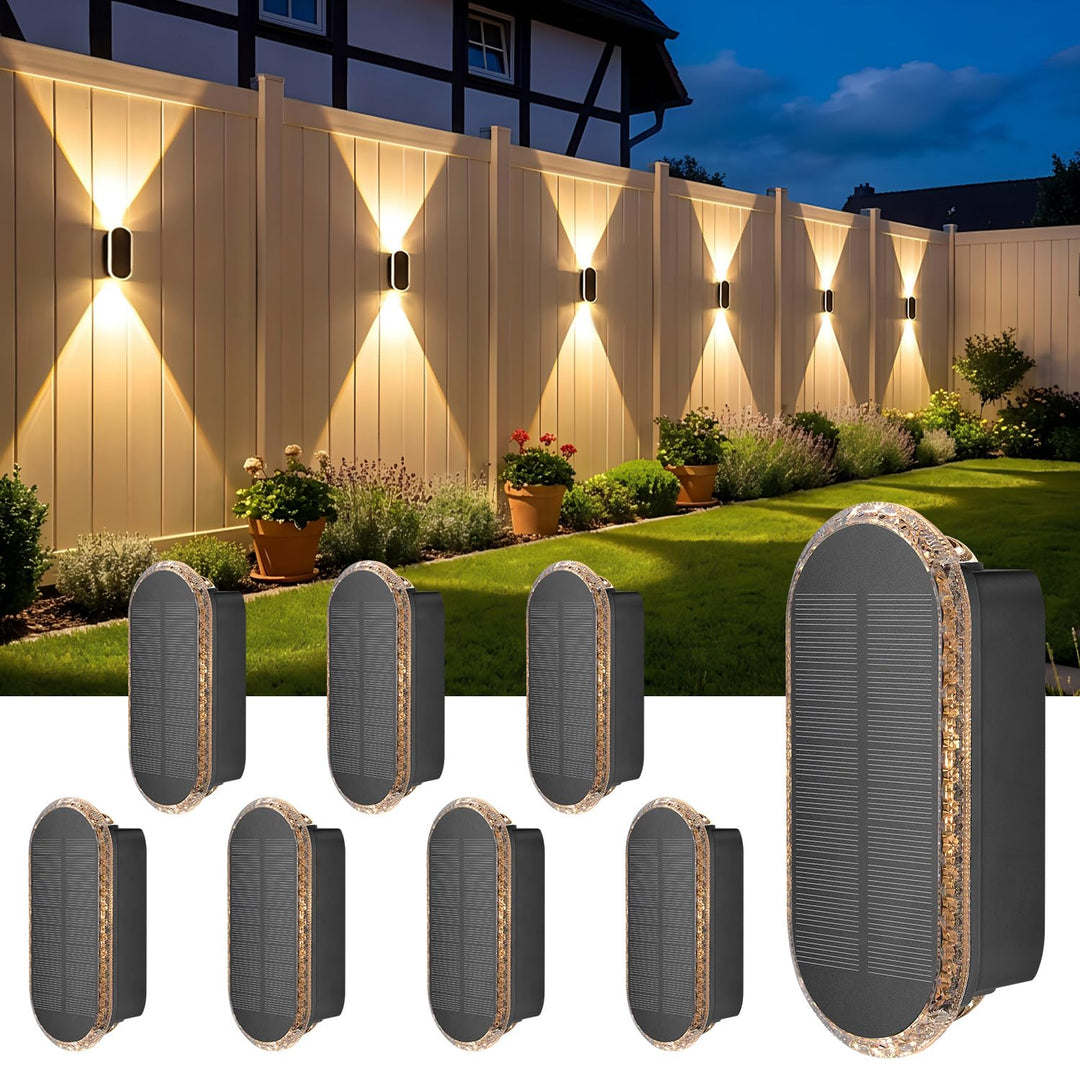 Solar Wandleuchte Aussen Up Down IP65 8er Set 3 Lichtfarben